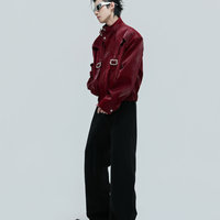 Blouson Moto Premium Rouge pour Homme en Similicuir PU – Manteau Personnalisé pour l'Automne et le Bureau