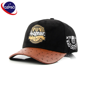 Casquettes de baseball QZFSO personnalisées en cuir courbé avec broderie 3D, en coton non structuré, 5 panneaux, style A-Frame, avec patch Gorras - Product Image 1