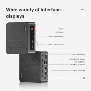 BOSGAME E4 Mini PC AMD Ryzen 5 3550H 16GB DDR4 512GB SSD PCIe 8-Core Grafica Radeon Doppia RJ45 Display Triplo 4K USB-C USB 3.2 - Product Image 6