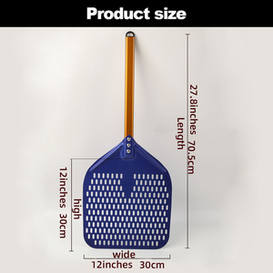 12Inch Trọng Lượng Nhẹ Quay Vỏ Hình Chữ Nhật Kim Loại Bánh Pizza Xẻng Không Dính Lò Nướng Bánh Pizza Mái Chèo Thìa Đục Nhôm Bánh Pizza Vỏ - Product Image 2