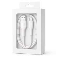 Kabel USB2.0 A ke Micro B Pengisian Cepat 3A 480Mbps Sinkronisasi Data TPE High Gloss 1M Putih Kabel Charger Android OEM Grosir