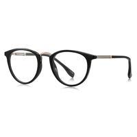 Monturas de Gafas Redondas de Negocios para Hombre, Gafas con Protección Anti Luz Azul, Diseño de Marca, Lentes Ópticas para Miopía, TR90