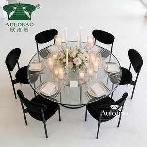 Table et chaises de restaurant en verre à cadre en métal noir - Product Image 5