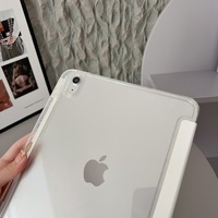 Étui de protection transparent pliable pour tablette iPad Series avec coque souple en TPU haute transparence et emplacement pour stylet