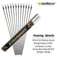 Flèches de tir à l'arc PANDARUS Champion Series - ID 4,2 mm, Spine 300-1500, 12 pièces/boîte pour le tir sur cible et la chasse