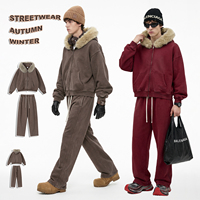 Ensemble 2 pièces pour homme : Sweat à capuche coupe ample effet délavé vintage et pantalon de survêtement coupe droite, grammage lourd 400G, streetwear hiver, vente en gros, personnalisable
