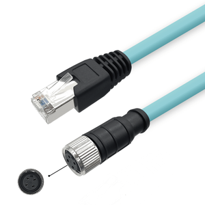 M12 to RJ45 สาย <span class=keywords><strong>Cat7</strong></span> สิบ Gigabit ยืดหยุ่นสูงลากโซ่ 4 core 8 core ADX ประเภทรหัสอุตสาหกรรมกล้องเซ็นเซอร์สาย - Product Image 4