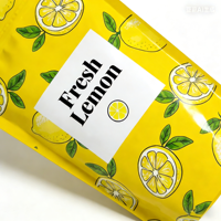 Sachet Doypack Personnalisé Imprimé Citron Frais, Refermable avec Fermeture Ziplock, pour Emballage Alimentaire, Tisanes, Mélanges de Boissons et Fruits Séchés