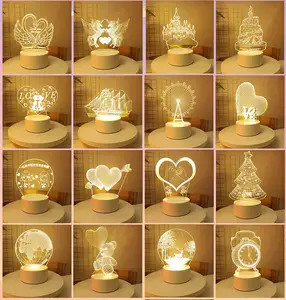 Kunden spezifische Logo-Form Nachtlicht Acryl leuchtend Transparente 3D LED-Leuchten Tisch lampe Tisch lampe Schlafzimmer für Zuhause dekorativ