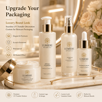 Autocollants personnalisés pour soins de la peau, transfert UV, 3D en relief, imperméables, sans étiquette, pour bouteilles et pots cosmétiques, kits de logos de marque OEM ODM