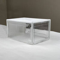 Boîtes à chaussures empilables en plastique transparent en gros, type tiroir à ouverture frontale, boîte de rangement pour chaussures en acrylique transparente