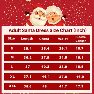 5PCS 여자의 산타 원피스 빨간 크리스마스 원피스 세트 폴리에스터 성인 크리스마스 의류 액세서리