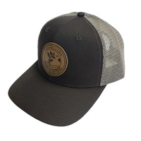 Casquette Trucker 6 Panneaux Personnalisée avec Logo Patch Rond Tissé, Visière Courbée, Dos en Maille Polyester, Fermeture Snapback en Plastique Réglable