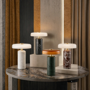 Lampe de bureau LED moderne au design nordique avec ampoule E27, lampe de table en verre sur base en marbre, alimentation CA pour salon et chambre à coucher - Product Image 6