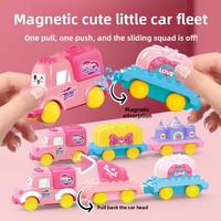 Tren de Transporte Rosa Princesa Contenedor 7 en 1 con Apilamiento Magnético y Sonido y Luz para Juego Creativo de Niñas