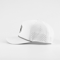Casquette unisexe structurée à 5 panneaux en tissu Oxford Dobby, respirante, imperméable, à motifs léopard, losanges et pois, réglable avec cordon et caoutchouc personnalisé, vente en gros