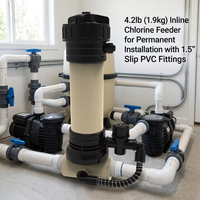 Distributeur automatique de chlore en ligne pour piscine de 4,2 lb (1,9 kg) pour installation permanente avec raccords PVC à glissement de 1,5 pouces pour piscine