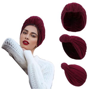 Bonnet Turban pré-noué pour femmes <span class=keywords><strong>hiver</strong></span> chaud chapeau musulman <span class=keywords><strong>casquette</strong></span> africaine bandeau pour la <span class=keywords><strong>chimio</strong></span> du cancer pour un usage quotidien voyage - Product Image 1