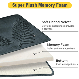 מזרן קצף חדר רחצה מחצלות אמבט ללא החלקה עבור רצפת אמבטיה עלה תבנית מים סופג אמבטיה שטיח אפור כהה 40 x60cm - Product Image 2