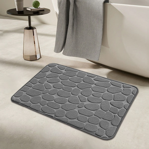 FIGOO - <span class=keywords><strong>Tapis</strong></span> <span class=keywords><strong>de</strong></span> bain moderne en mousse à mémoire <span class=keywords><strong>de</strong></span> forme, séchage rapide, super absorbant, <span class=keywords><strong>antidérapant</strong></span>, effet pierre, <span class=keywords><strong>pour</strong></span> la maison - Vente chaude - Product Image 4