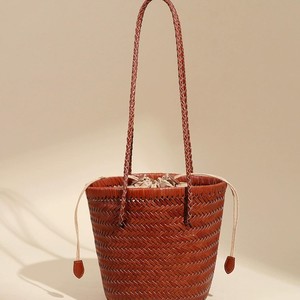 New Yinqi Fashionable French Retro Hand-Woven Women's <b>Shoulder</b> Bucket <b>Bag</b> All Season PU Polyester Lined Soft Customizable - Product Image 3