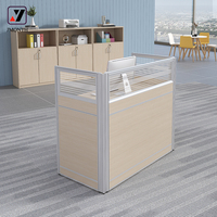 Bureau de travail moderne en bois extensible et durable avec postes de travail en verre pour centre d'appels - Vente en gros