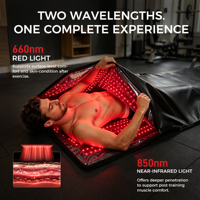 Couverture de sauna à lumière rouge ERCON 660 850nm pour studio de yoga, usage domestique, pliable, portable, pour la récupération après l'entraînement, le sommeil et le confort du corps entier