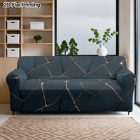 Günstige Sofabezüge mit Goldener Linien-Geometrie, Dehnbarer Staubschutz für Sofas