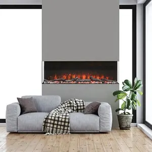 Chimeneas 3D LED Flame Wall Inserts Electric Fireplaces Electronic Fireplace Cast Iron Modern Indoor 50inch Recessed Fire 0.5-8H