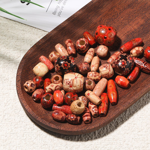 ลูกปัดไม้ทรงกลมรูใหญ่ ย้อมสีเมเปิ้ล สำหรับทำเครื่องประดับ AC4228 - Product Image 4