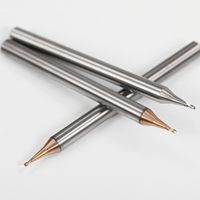 RUIMENG 0.2mm-0.9mm Micro Grain Tungsten Carbide Flat End Mill Titanium Coated 2 Flutes Alat Pemotong CNC 3mm Ujung Pemotong 3mm