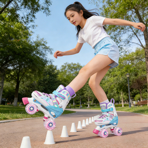 Patins à roulettes réglables pour filles ZHOYA SPORT avec <span class=keywords><strong>roues</strong></span> lumineuses clignotantes, patins à roulettes quad pour enfants en maille respirante, <span class=keywords><strong>4</strong></span> <span class=keywords><strong>roues</strong></span> - Product Image 5