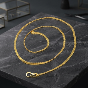 Cadena de Oro Plano Tipo Serpiente de 14K, 18K, 24K al por Mayor, Joyería de Moda, Diseño Moderno, Estilo de Eslabones Planos - Product Image 4