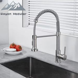 Grifo <span class=keywords><strong>de</strong></span> <span class=keywords><strong>cocina</strong></span> moderno Wayon, acabado en metal, con rociador extraíble <span class=keywords><strong>de</strong></span> arco alto y placa <span class=keywords><strong>de</strong></span> sujeción - Product Image 1