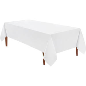 90x132 Mantel Mesa de 6 pies en poliéster lavable Manteles rectangulares blancos - Product Image 1