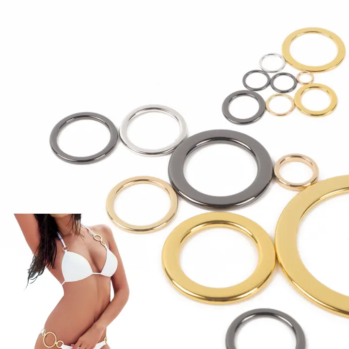 Bademodezubehör flache runde O-Metall-BH-Ringe Reißverschluss Regelleder-Schnalle für Bikini-Strandbekleidung