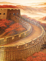 Toile décorative imperméable en relief doré style Grande Muraille, écologique, durable, imprimée, nouveau style chinois