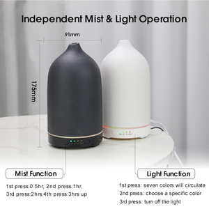 Difusor Eléctrico de Cerámica de 100 ml, Luces Nocturnas <span class=keywords><strong>LED</strong></span> de 7 Colores, Humidificador Ultrasónico de Aromaterapia, Portátil para el Hogar, 1 Año de Garantía - Product Image 4