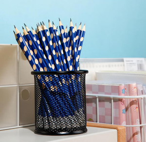 Wire Mesh Pen Cup Black Metal Pencil Holder Round Stationary Pen Stand <b>Organizer</b> for Desk Office Pen Storage - Product Image 4