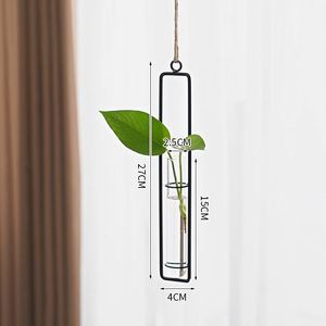 Vase créatif en fer et verre à bas prix avec corde de chanvre, suspension murale pour salon, conteneur pour plantes hydroponiques, décoration murale suspendue - Product Image 6