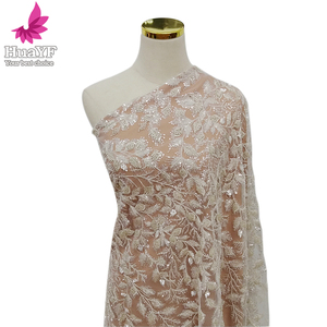 Mới Đến Nặng Pháp Châu Phi Đính Cườm Thêu Lưới Ren Cô Dâu Cho Phụ Nữ Wedding Dress Vải HY2173-1 - Product Image 6