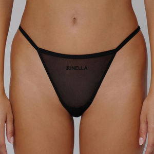 Op maat gemaakte logo dunne flocked sexy slipjes string lage taille dames G-string ondergoed - Product Image 1