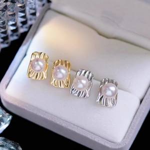 Base de Plata S925 para Accesorios de Perlas DIY, Base Simple para Joyería de Plata, Pendientes para Perlas de 5-6mm, Categoría de Producto: Pendientes de Perlas-22315 - Product Image 2