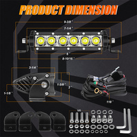 2 PCS 60W 6 Inch Single Row 3D LED Light Bar avec faisceau de câblage complet État neuf