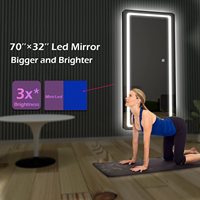 Cermin Rias Besar Mewah Modern Persegi Panjang dengan Lampu LED Terang, Sensor Sentuh, Bingkai Aluminium, IP44