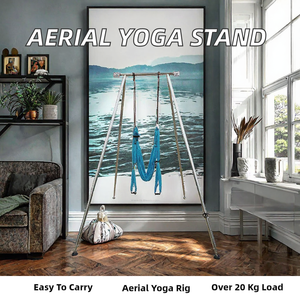 Support de yoga aérien réglable en acier inoxydable avec hamac et soies, système de fixation portable pour intérieur et extérieur - Product Image 2