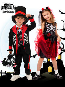 Halloween fantasma Cosplay negro y rojo calavera vestido disfraz chico carnaval fiesta actuación personaje vampiro Doomsday trajes - Product Image 2
