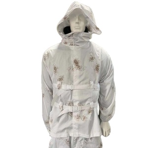 DFG1010 Combinaison Ghillie d'hiver blanche pour activités extérieures, kit 4 pièces : veste à capuche, pantalon, housse de casque, sacs à cordon - Product Image 2