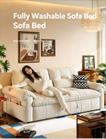 Canapé-lit convertible moderne 2026, blanc crème, minimaliste, gain de place, housse lavable, pliable, 6 places, pour appartement et studio