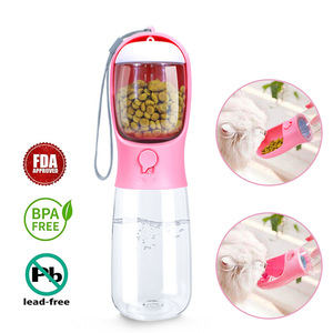 Botella de agua portátil para mascotas de 19 oz, doble propósito con almacenamiento de comida para perros y gatos - Product Image 4